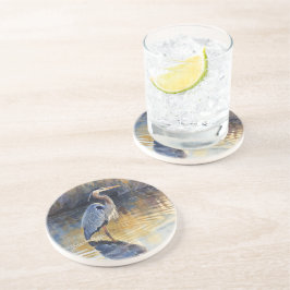 Posavasos Grandes acuarelas de garzas azules del río