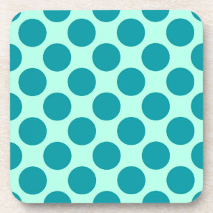 Posavasos Grandes puntos retro - aqua y turquesa