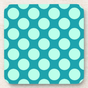 Posavasos Grandes puntos retro - turquesa y acuática