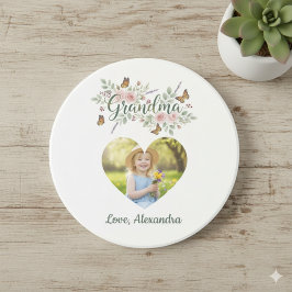 Posavasos Grandma Gift Coaster - Floral Photo