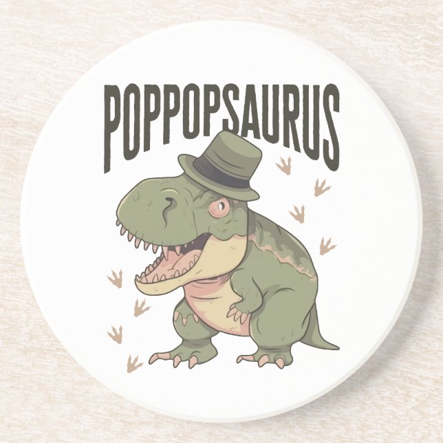 Posavasos Grandpa Dinosaur Father's Day Poppopsaurus (Frente)