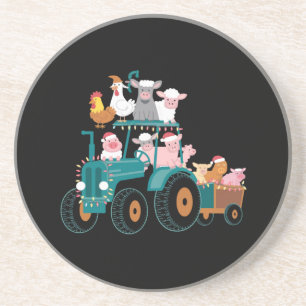 Posavasos Granja de Tractor de Navidad Divertido Día Festivo