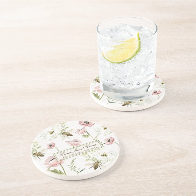 Posavasos Granja dulce Granja Familia Nombre amapola, flores (Lado)