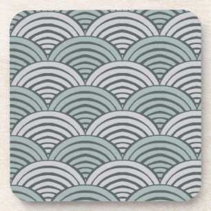 Posavasos Granja japonesa de olas grises con la mano y vieir