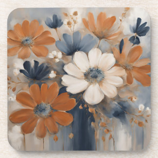 Posavasos Granja Moderna Casa Azul Marrón Naranja Floral