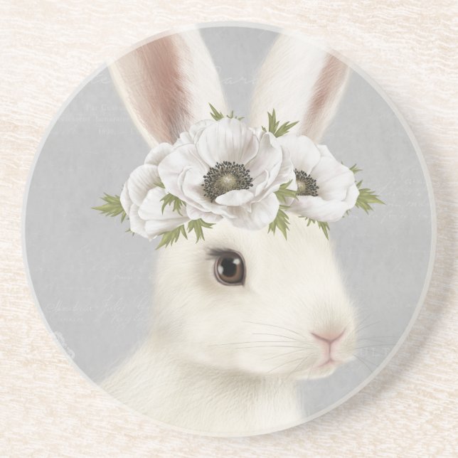 Posavasos granja moderna de cosecha de conejo blanco (Frente)