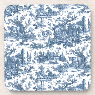 Posavasos Granja Rústica Vintage Toile-Blue & White