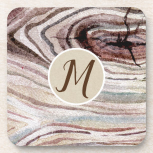 Posavasos Grano de Madera Rústica Natural Acuarela Moderno C