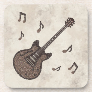 Posavasos Granos de Café-Café-Guitarra-Arte del Café-Música-