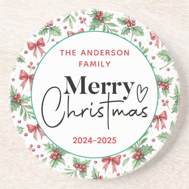 Posavasos : Grasa verde acuarela - Fiesta de Navidades festi (Frente)