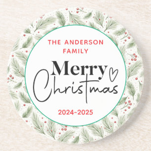 Posavasos : Grasa verde acuarela - Fiesta de Navidades festi