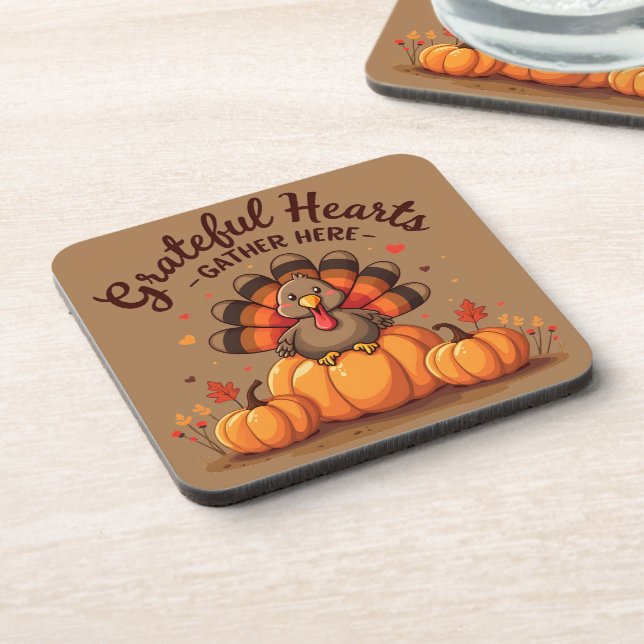 Posavasos Grateful Hearts Thanksgiving Turkey (Lado Izquierdo)