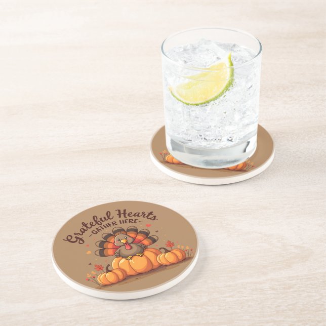 Posavasos Grateful Hearts Thanksgiving Turkey (Lado)