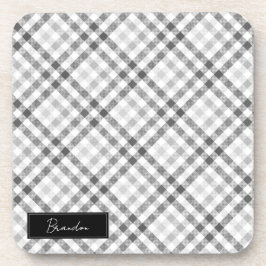 Posavasos Gray Tartan Monogramed