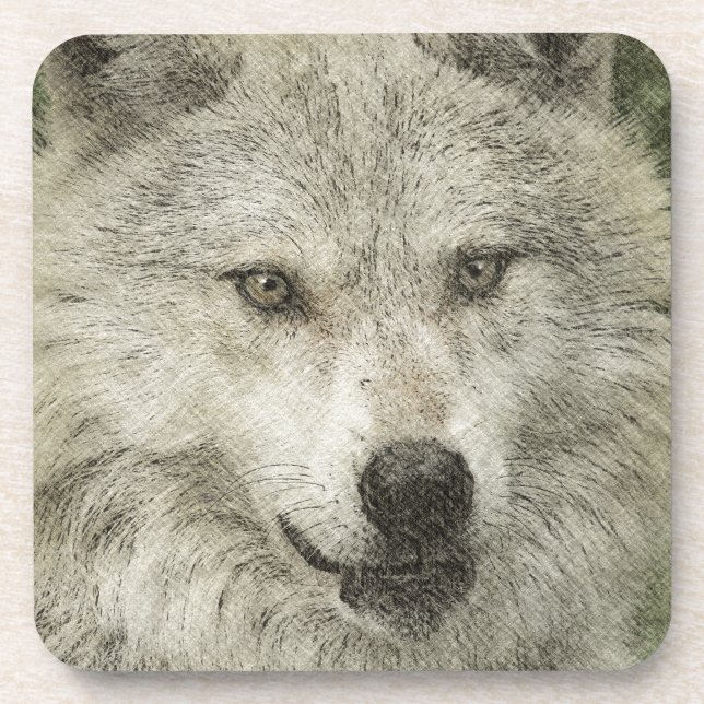 Posavasos Gray Wolf Pencil Sketch Willife Art Gift (Frente)
