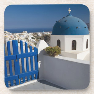 Posavasos Grecia e isla griega de Santorini desde la