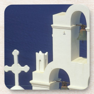 Posavasos Grecia, Santorini. Vista de una iglesia griega y