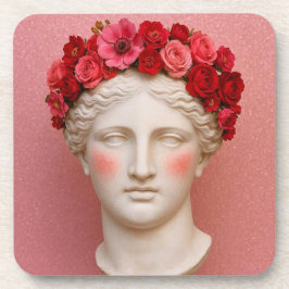 Posavasos Greek ancient floral woman coaster.