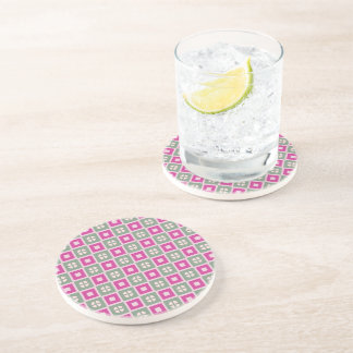 Posavasos Green and Magenta Boxed Floral Sandstone Coaster