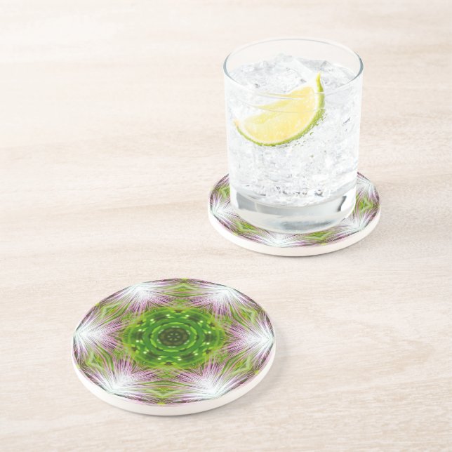 POSAVASOS GREEN AND WHITE ABSTRACT DRAWING. SAMER BRASIL. 2 (Lado)