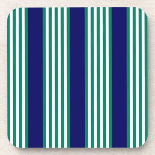 Posavasos Green and white stripes pattern with navy blue