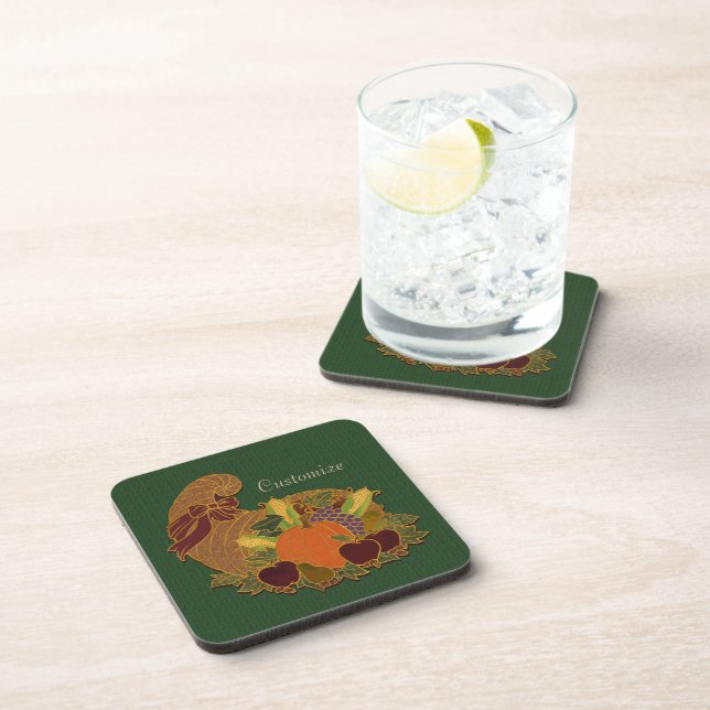 Posavasos Green Cornucopia Autumn Coasters (Lado Derecho)