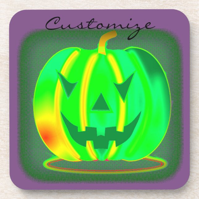 Posavasos Green Jack o'lantern Halloween Thunder_Cove (Frente)