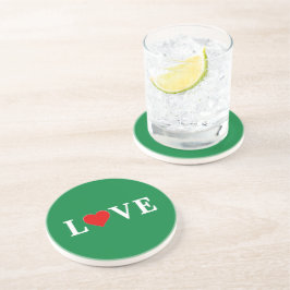 Posavasos Green LOVE Heart Retro Elegante