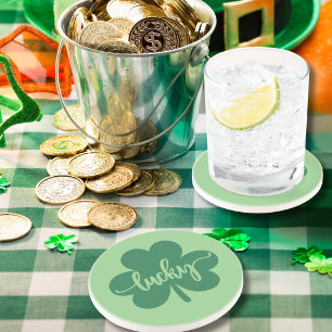 Posavasos Green Lucky Clover St. Patrick Day round