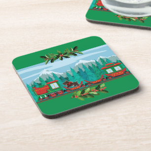 Posavasos Green Merry Christmas Train