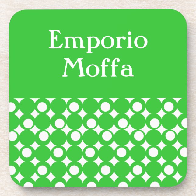 Posavasos Green Mod Ball Design @ Emporio Moffa con texto (Frente)