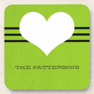 Posavasos Green Modern Heart Coaster Set