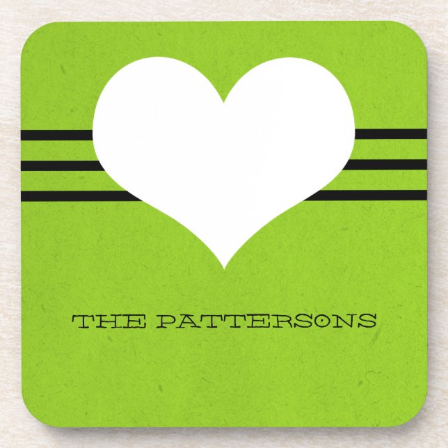 Posavasos Green Modern Heart Coaster Set (Frente)