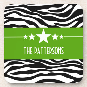 Posavasos Green Sassy Star Zebra Coaster Set