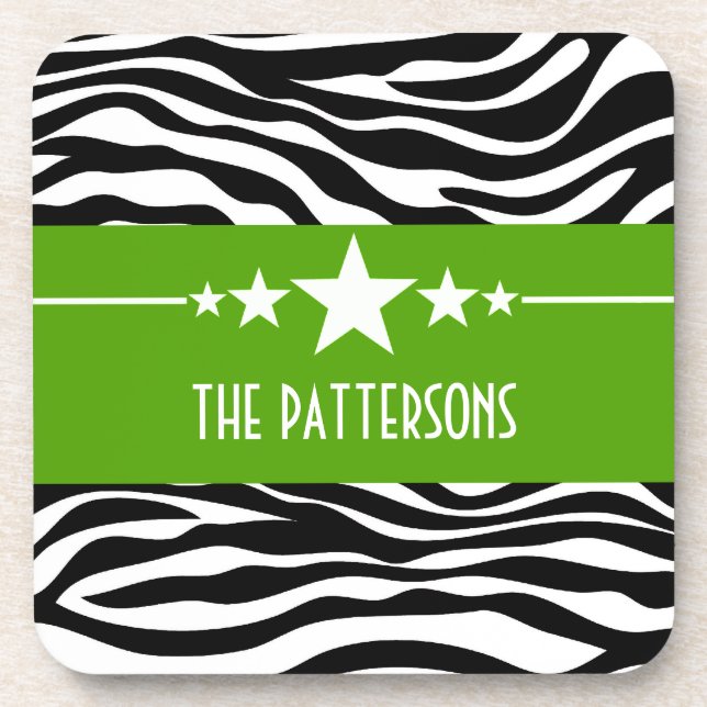 Posavasos Green Sassy Star Zebra Coaster Set (Frente)