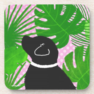 Posavasos Green Tropical Island Black Dog Coaster Set