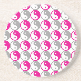 Posavasos Grey and pink yin yang pattern