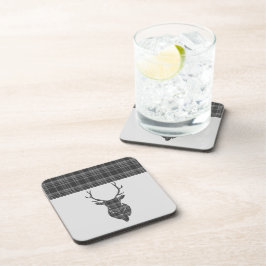 Posavasos Grey Tartan Pattern Stag