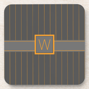 Posavasos Gris con Naranja Pinstripes Square Coaster
