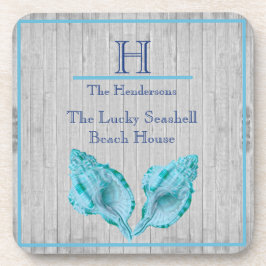 Posavasos Gris costero de la concha blanca de la concha azul