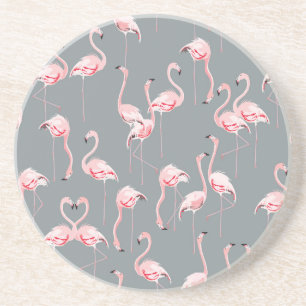 Posavasos Gris Flamingo: Patrón Vintage de Seamless.