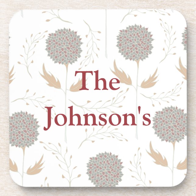 Posavasos Gris floral y borgoña (Frente)