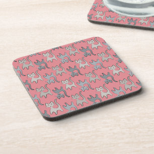 Posavasos Gris gráfico del modelo del gato retro