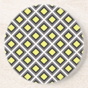 Posavasos Gris oscuro, negro, diamantes amarillos de Ikat po