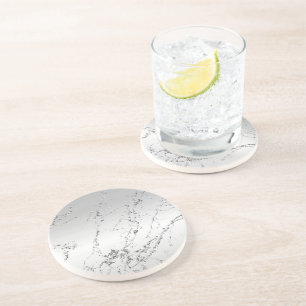 Posavasos Gris Plateado Glitzy Falso Brillo