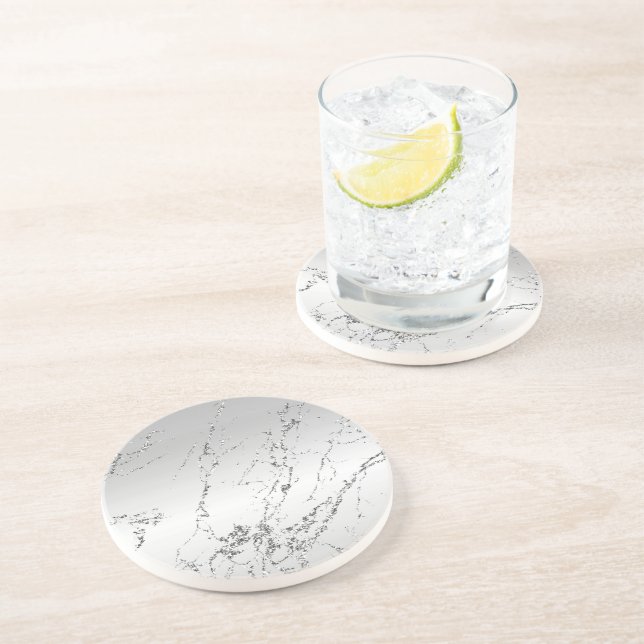 Posavasos Gris Plateado Glitzy Falso Brillo (Lado)