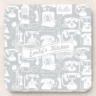 Posavasos Gris retro o cualquier patrón de teléfono de color