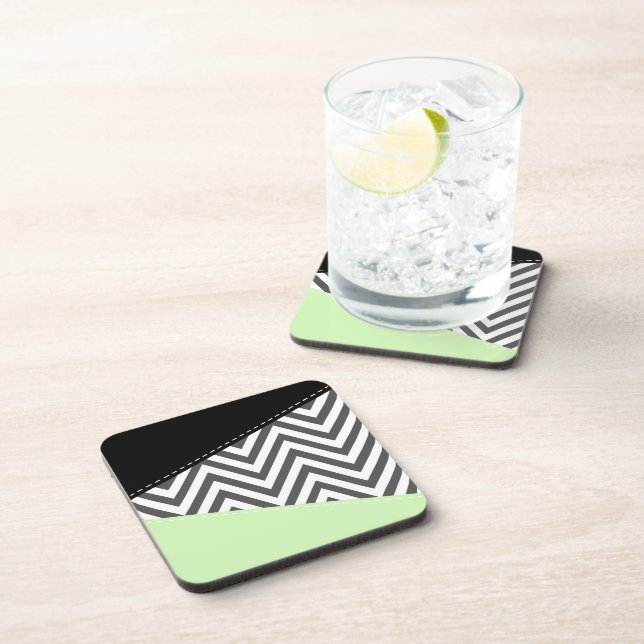 Posavasos Gris Zigzag, Gris Chevron, Zigzag Pattern, Mint (Lado Derecho)