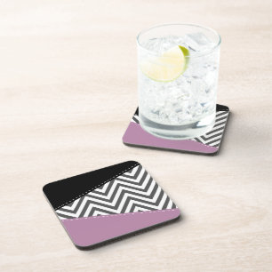 Posavasos Gris Zigzag, Gris Chevron, Zigzag Pattern, Púrpura
