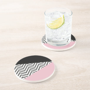 Posavasos Gris Zigzag, Gris Chevron, Zigzag Pattern, Rosa